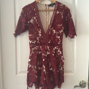 Misguided Red Plunge Romper (6)